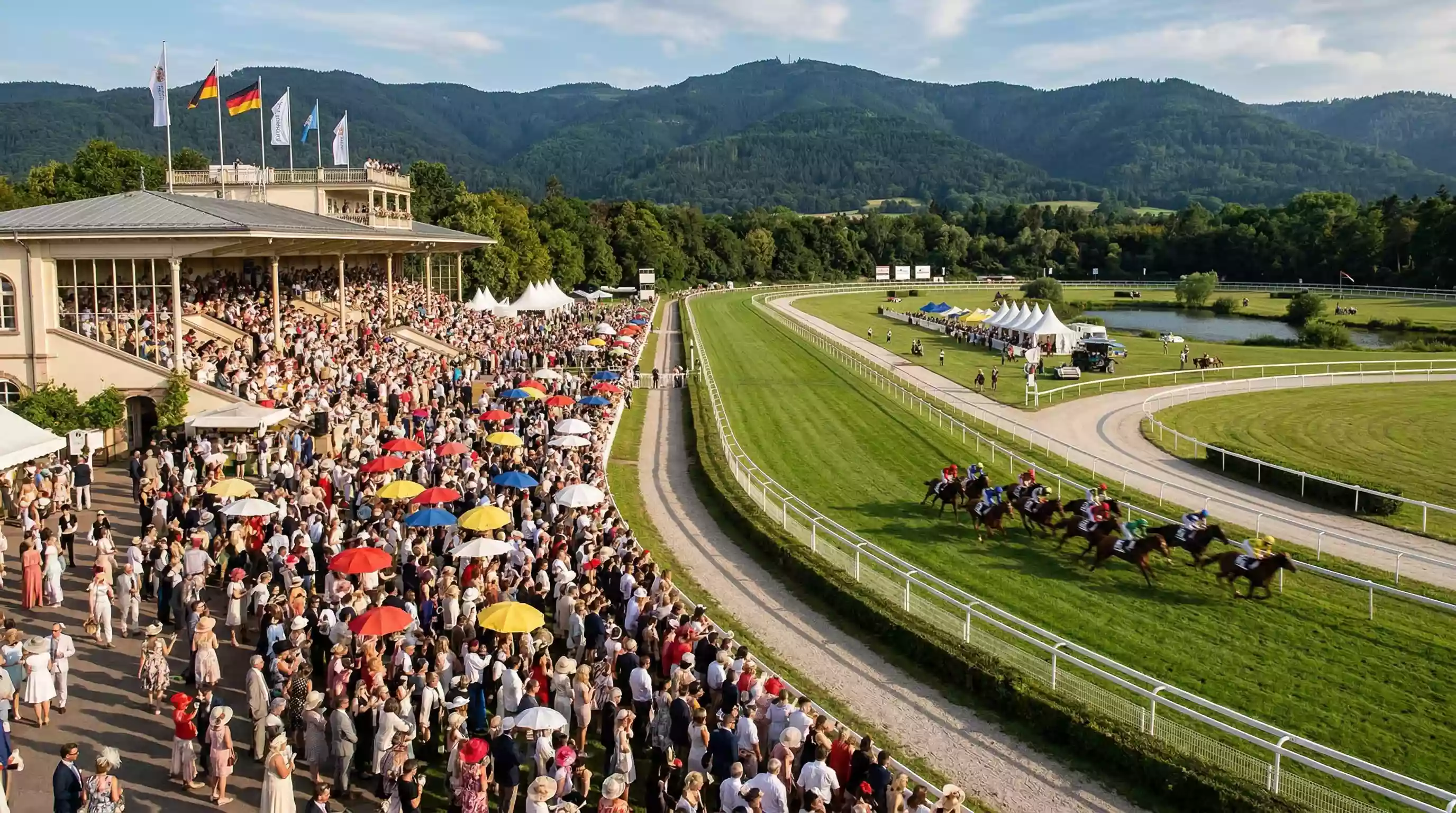 Galopprennbahn Iffezheim Baden-Baden mit Publikum bei der Großen Woche