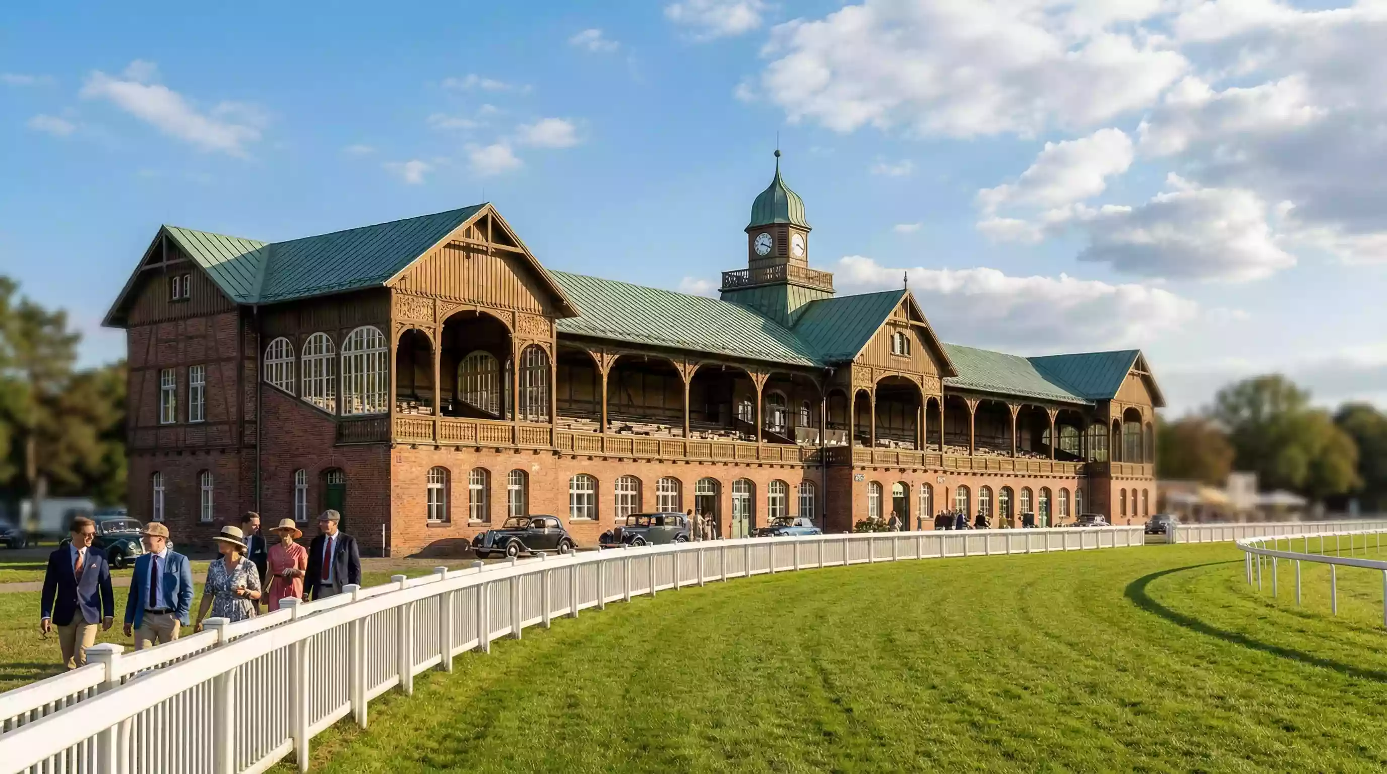 Historische Rennbahn Berlin-Hoppegarten mit Tribüne und Geläuf